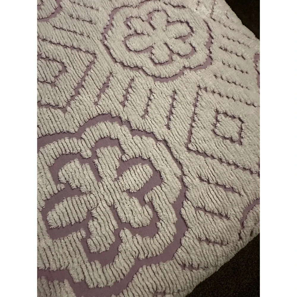 Vintage Chenille Bedspread Lavender Good Tufted Floral Fringe Boho Cottagecore